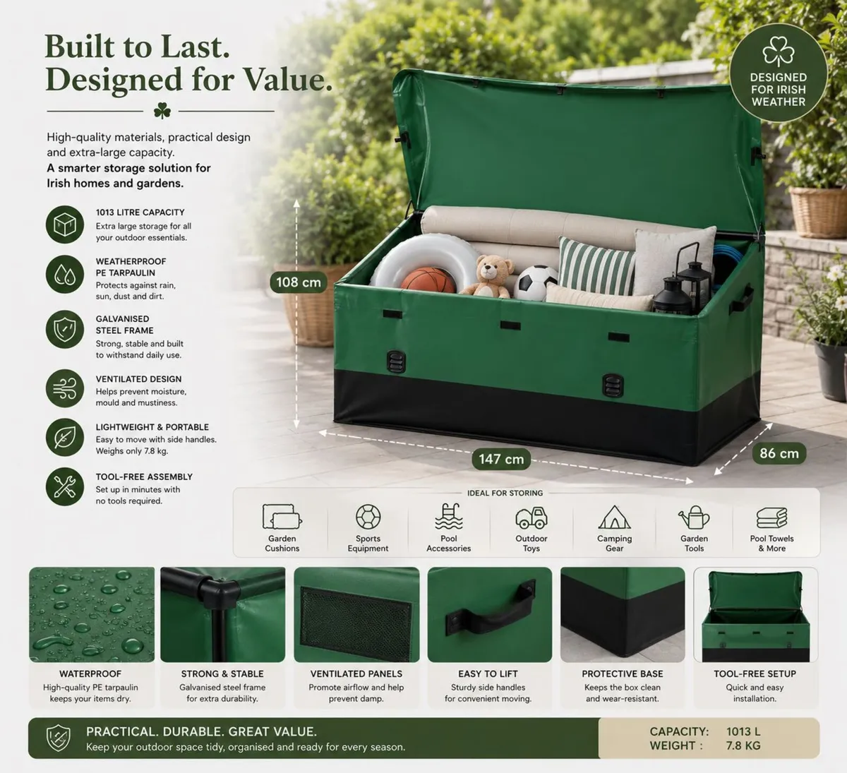 XXL Outdoor Storage Box Waterproof Garden Storage - Image 2
