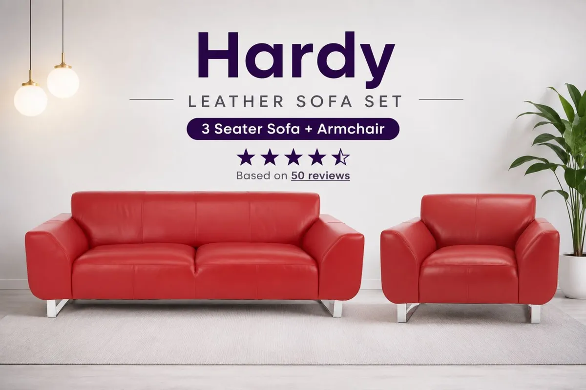 DFS Hardy Sofa suite 3 & 1 red leather - Image 1