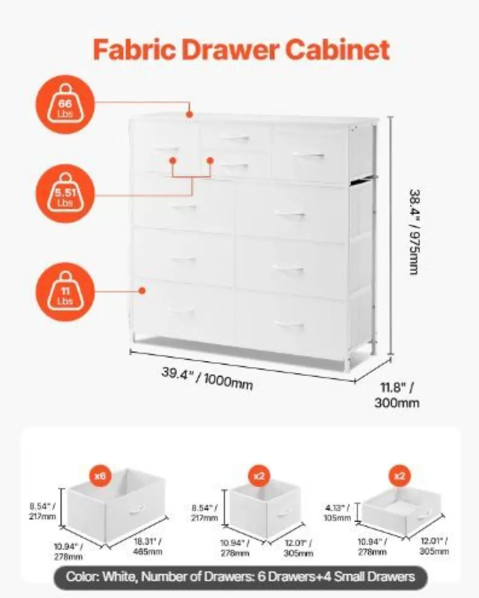 10 Drawer Dresser, Fabric Drawer - Image 2