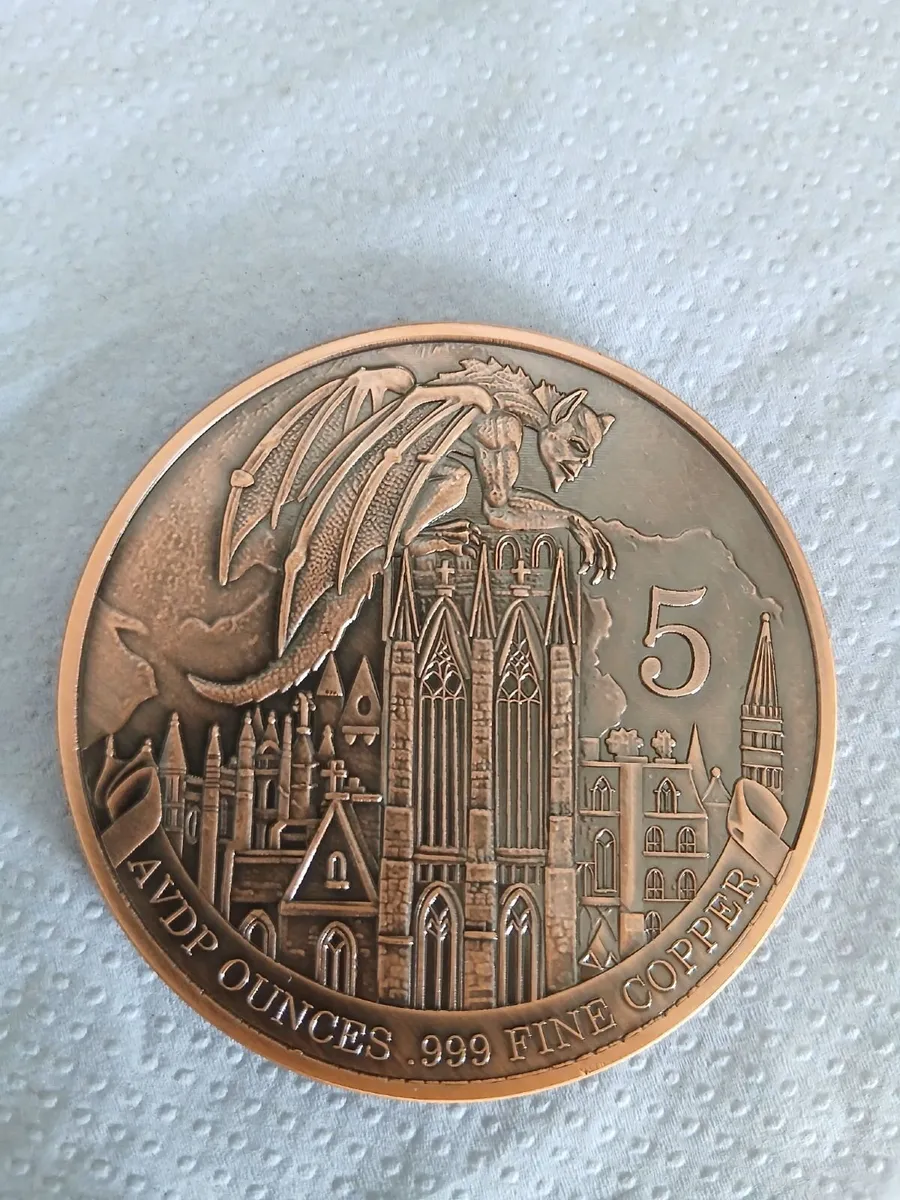 5oz .999 Fine Copper Gargoyle Round - Image 2