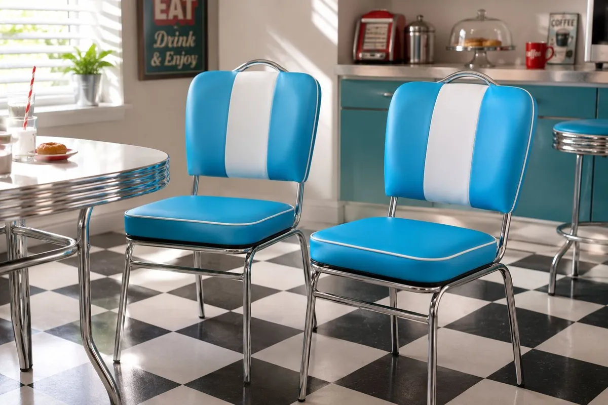 Set of 2 Retro American Diner Dining Chairs Black - Image 4