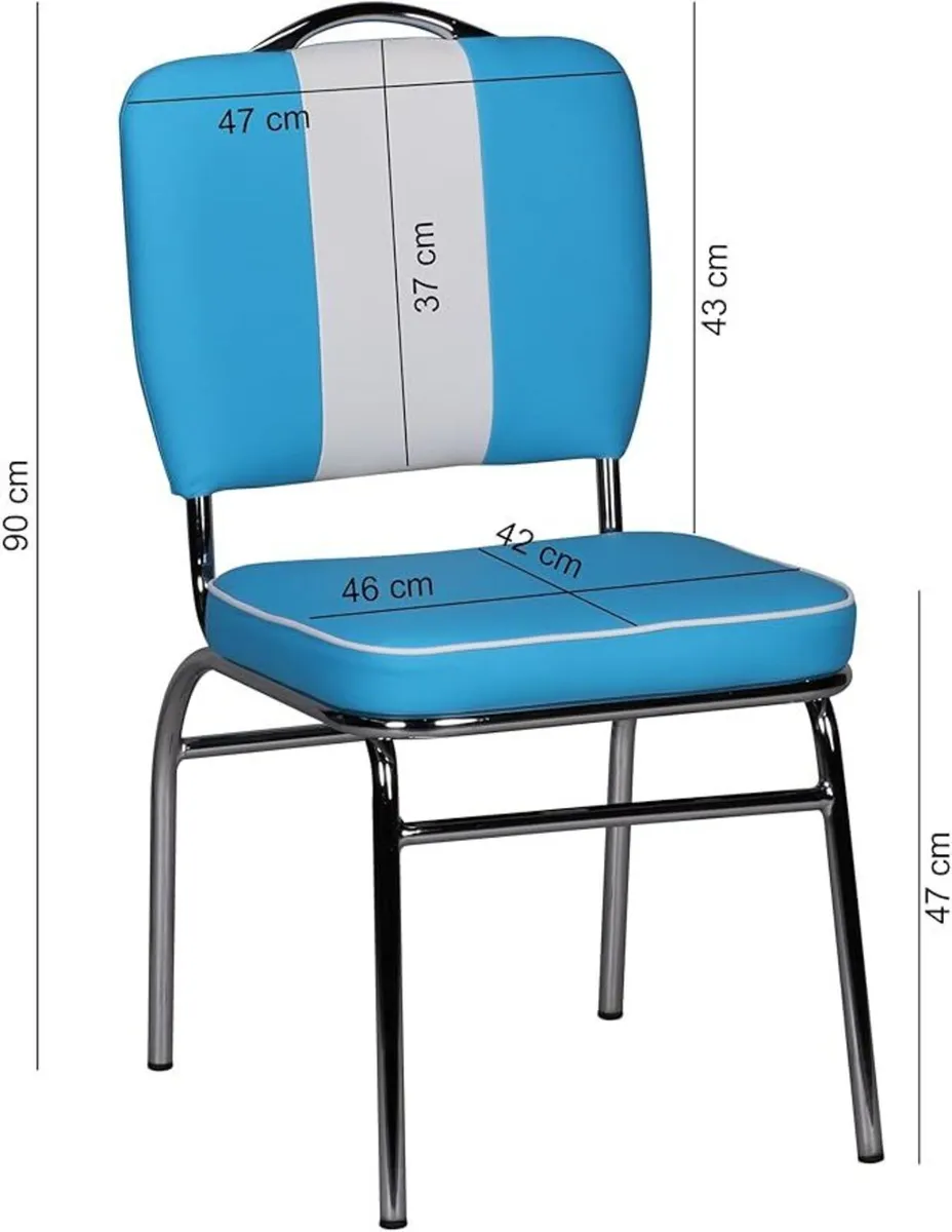 Set of 2 Retro American Diner Dining Chairs  Blue - Image 2