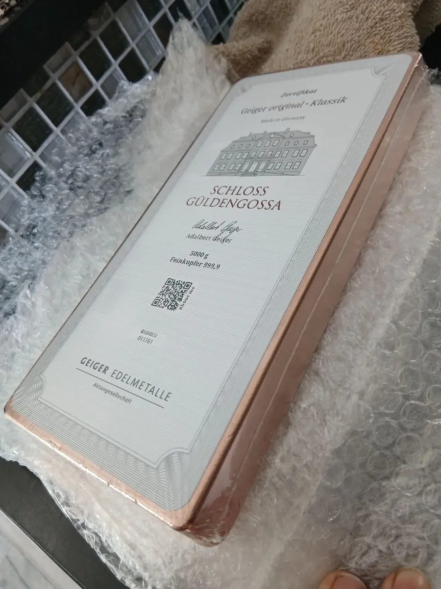Geiger Edelmetalle 5kg 999.9 Fine Copper Bar - Image 3