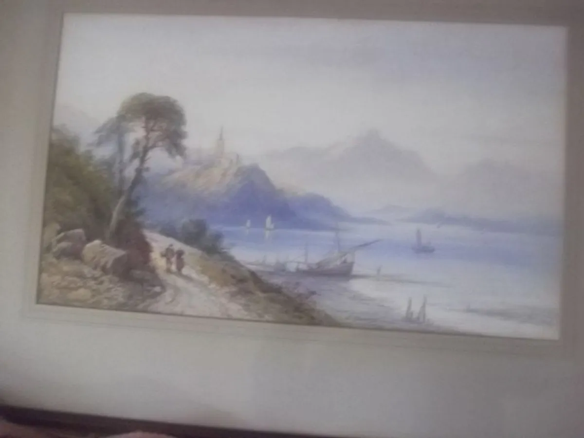 a lovely antique itailan wtwercolor painting by frank catano - Image 2