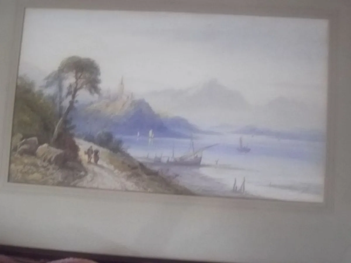 a lovely antique itailan wtwercolor painting by frank catano - Image 3