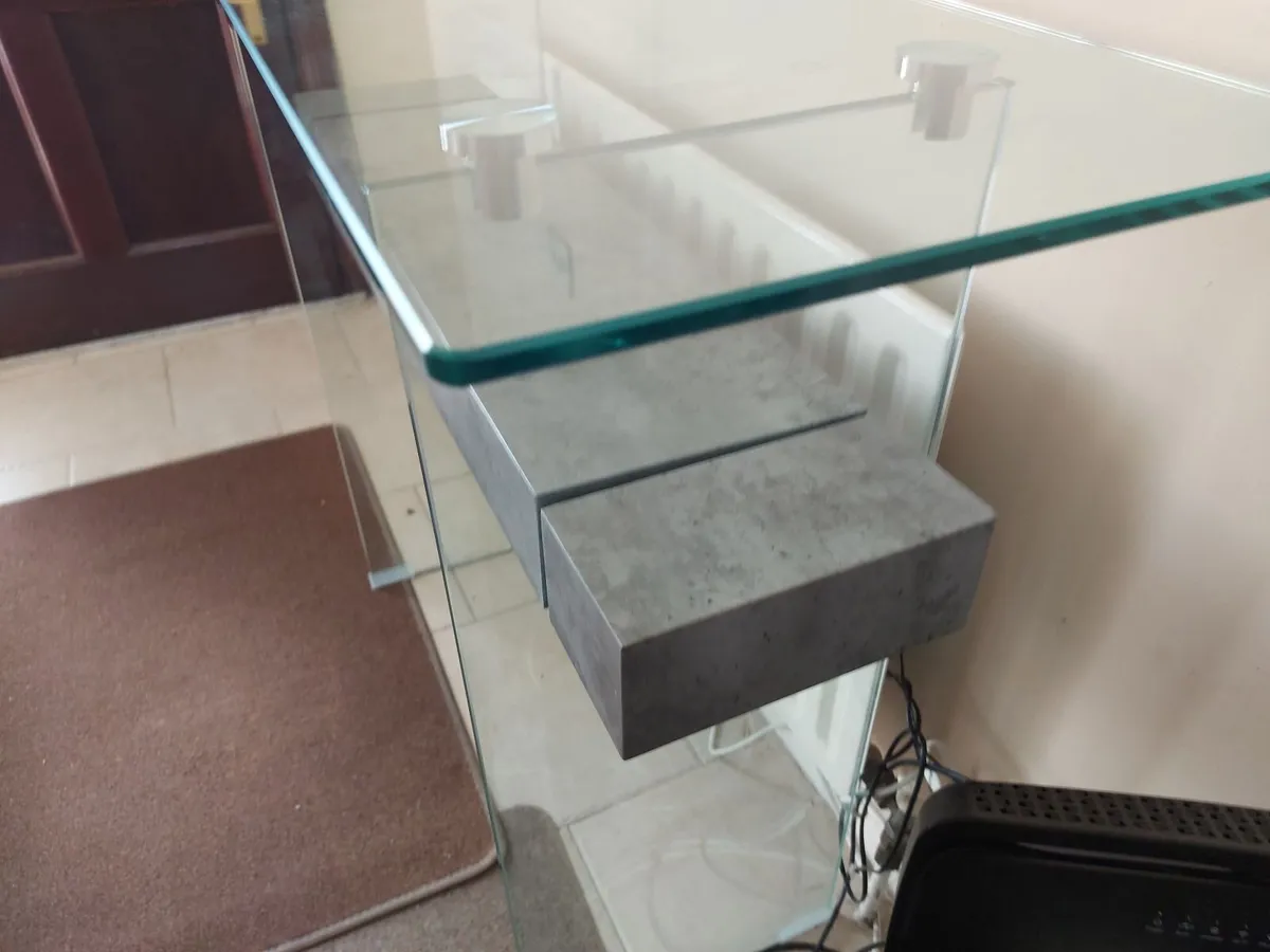 Glass Hall Console Table with Stone Slab Shelf NEW - Image 3