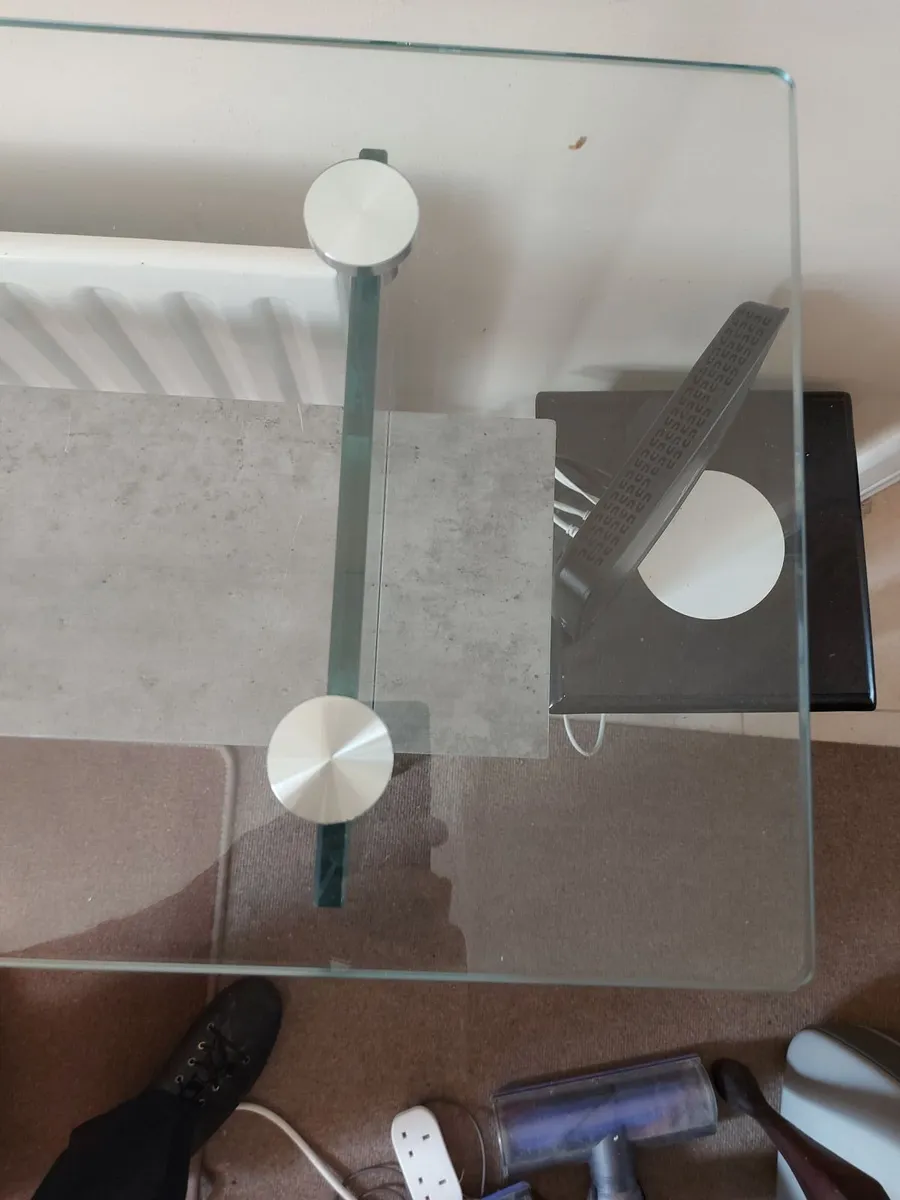 Glass Hall Console Table with Stone Slab Shelf NEW - Image 2