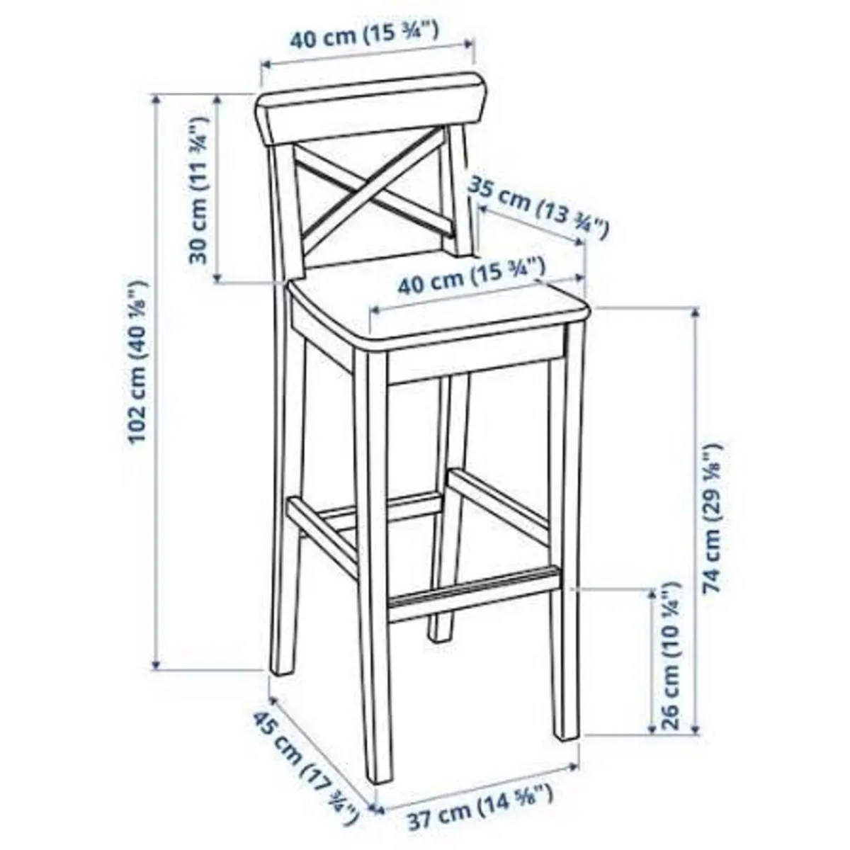 Wooden High Stool White - Image 3