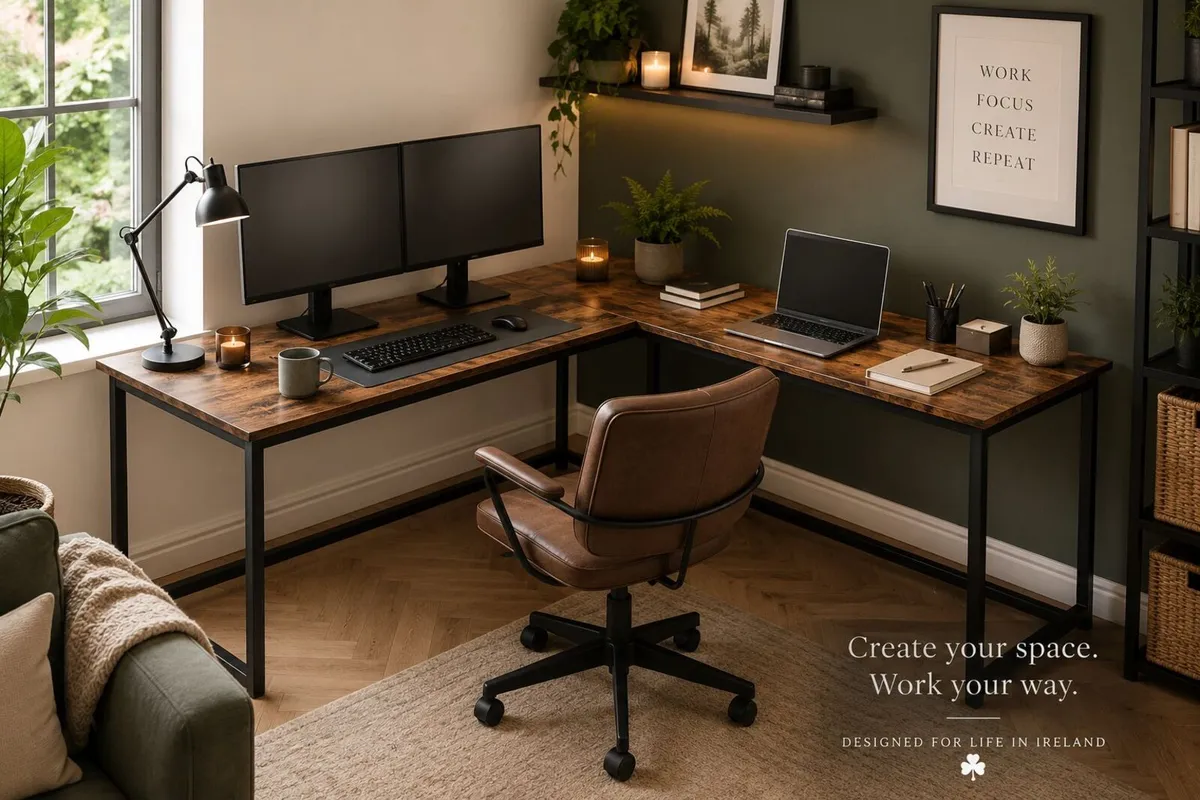 L-Shaped Home Office Desk 140 x 140 cm Corner Comp - Image 2