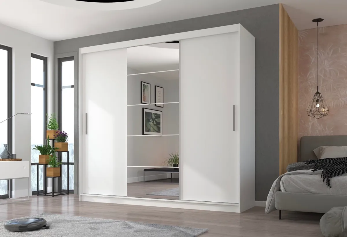 Sliding Doors Wardrobe ERWIN 235cm White *FREE DEL - Image 1