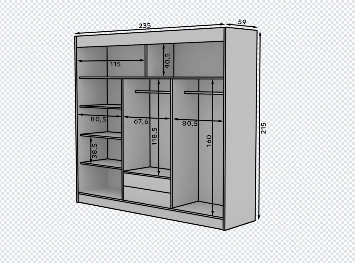 Sliding Doors Wardrobe ERWIN 235cm White *FREE DEL - Image 3