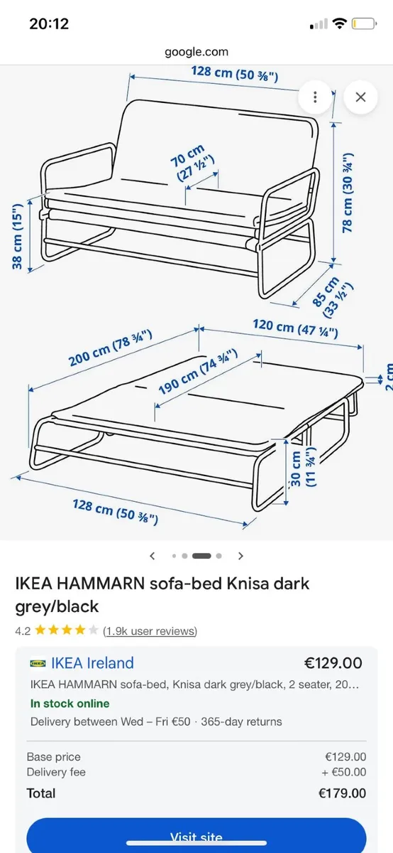 IKEA HAMMARN sofa-bed For sale - Image 2