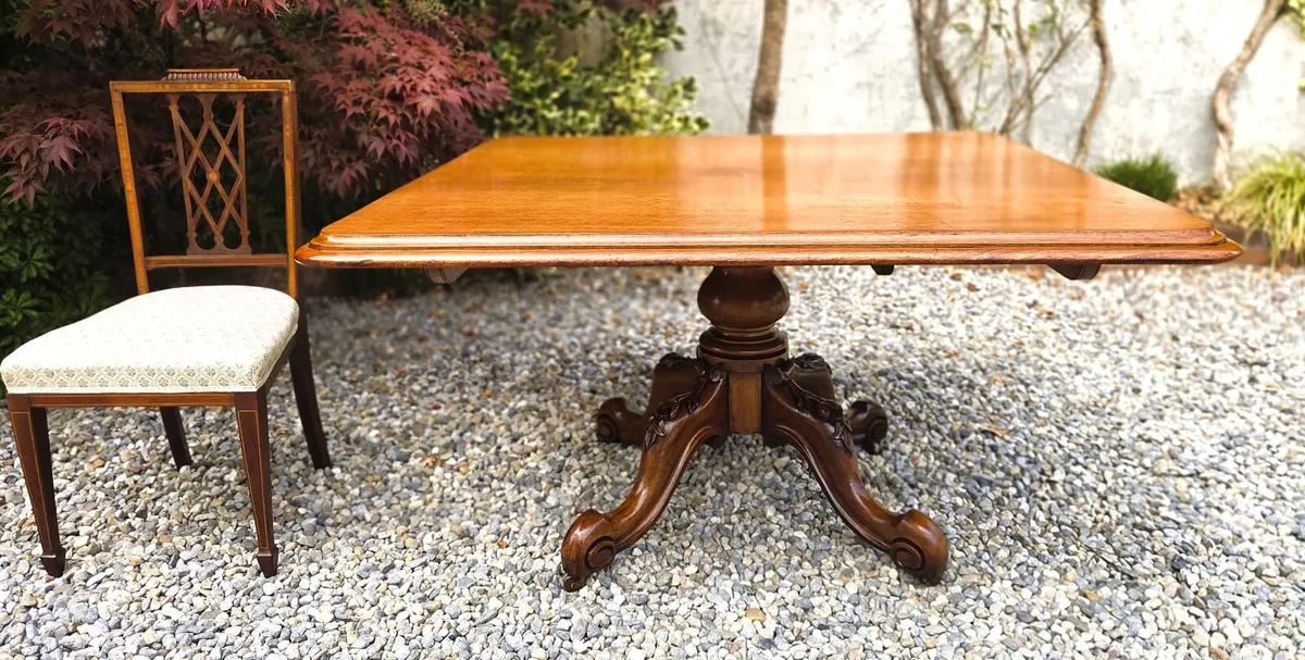 Large Victorian Square Table- Circa 1870 - Image 1