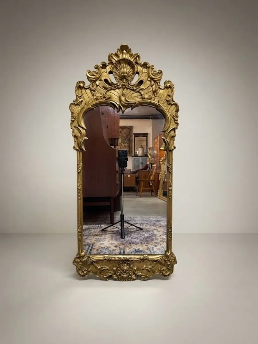 Vintage French Gilt Metal Rococo Revival Mirror - Image 1