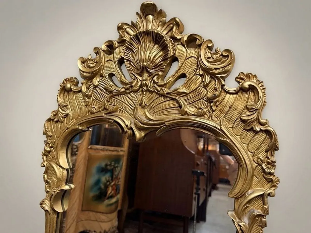 Vintage French Gilt Metal Rococo Revival Mirror - Image 2