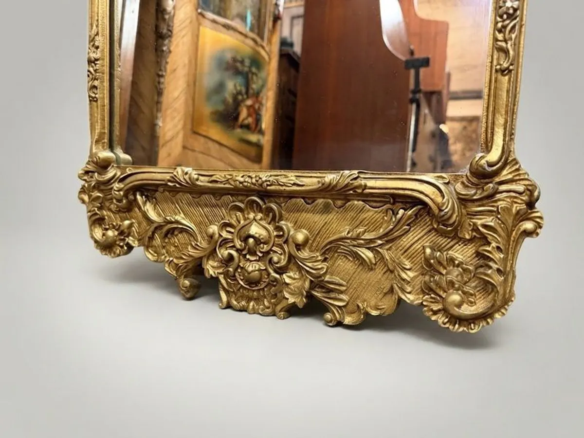 Vintage French Gilt Metal Rococo Revival Mirror - Image 3