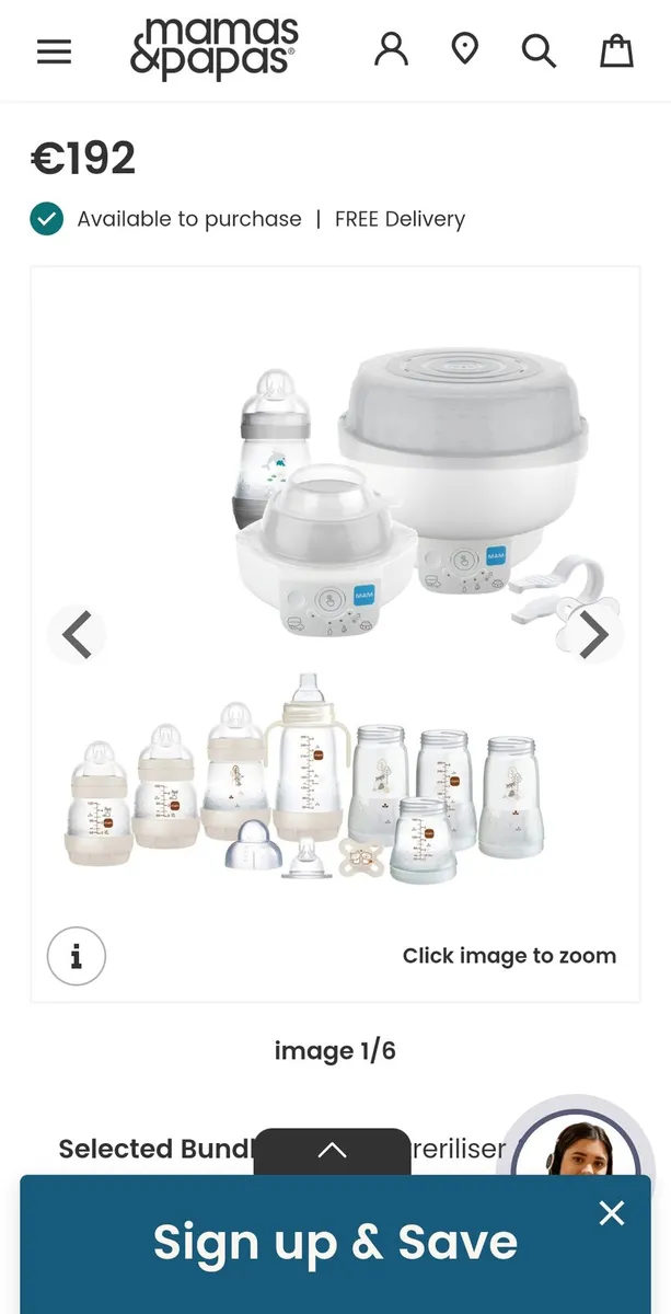 Baby bottle MAM Steriliser + 8 bottles - Image 1