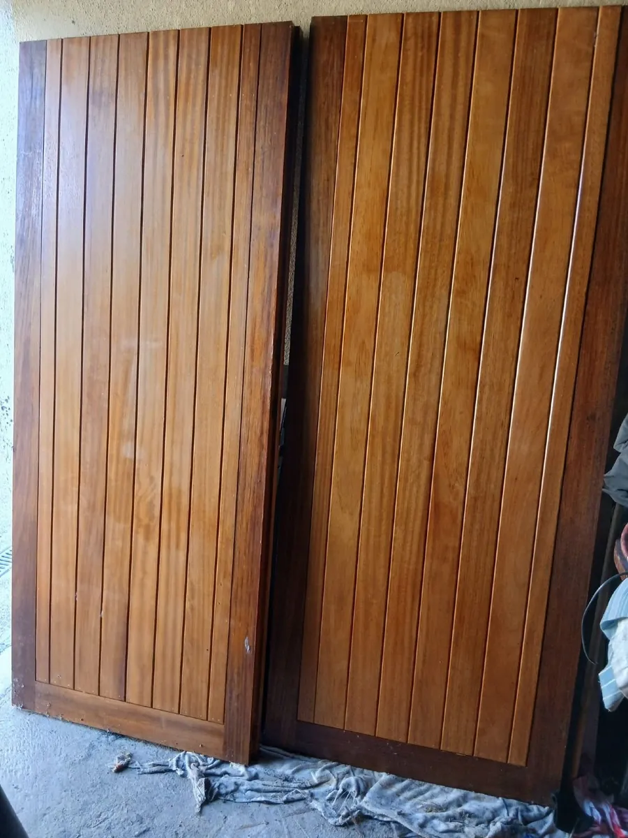 One set of Teak Double doors  One Hour fire rated - Image 1