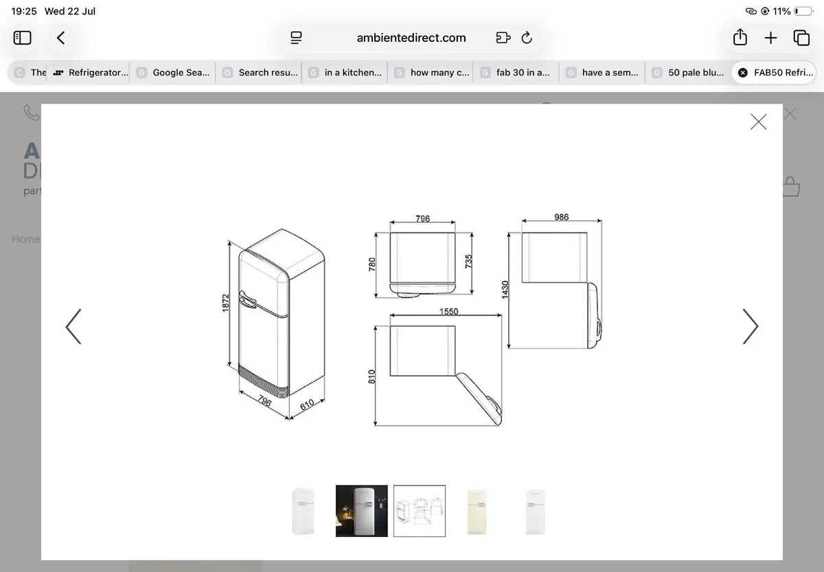 Smeg Fab50 fridge --not working-- 79 cm wide - Image 2
