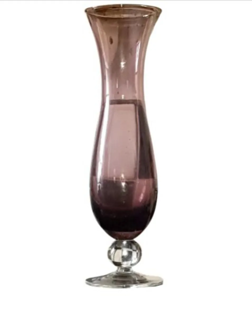 Vintage Harrods Amethyst Art Glass Vase - Image 1