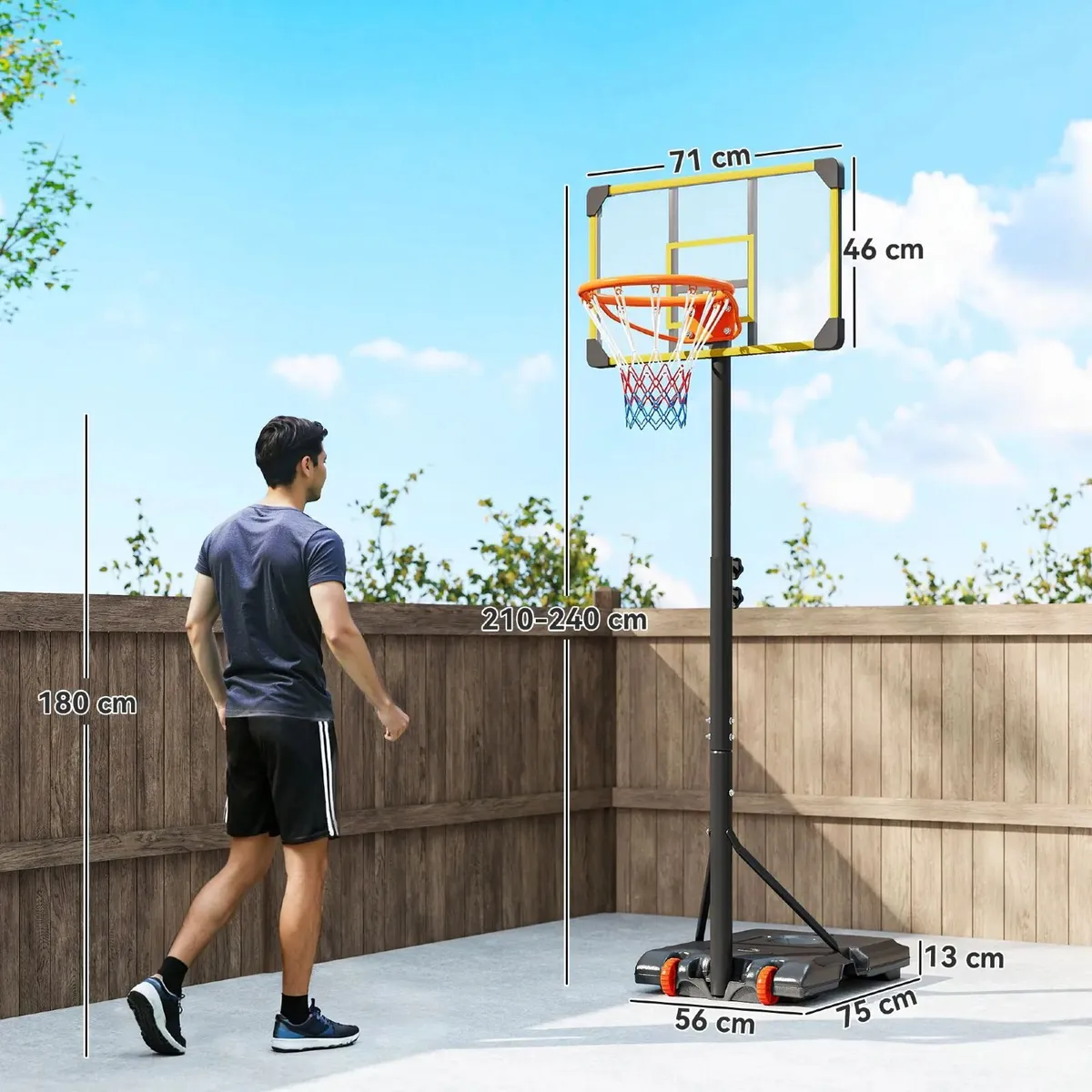 Height Adjustable Basketball Hoop and Stand with F - Image 2