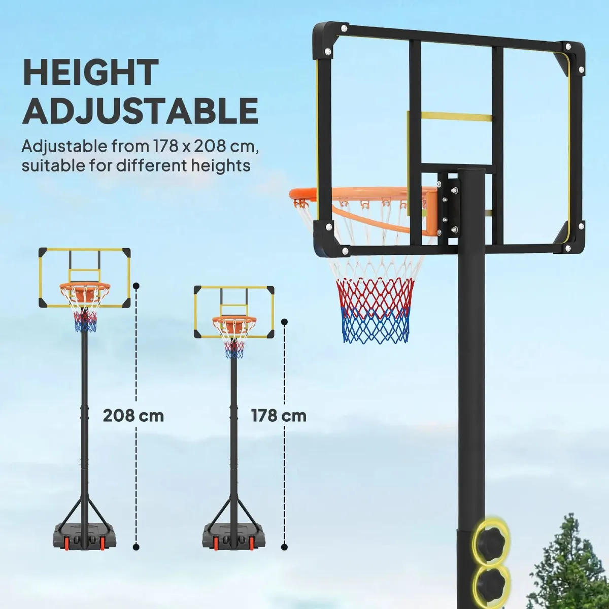 Height Adjustable Basketball Hoop and Stand with F - Image 3