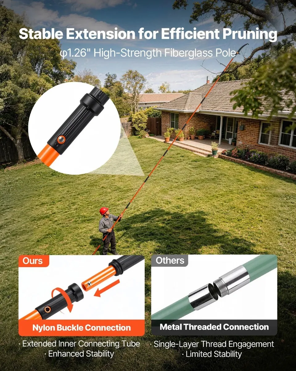 Manual Pole Saw, 2.2-8.2 m Extendable Tree Pruner, - Image 4