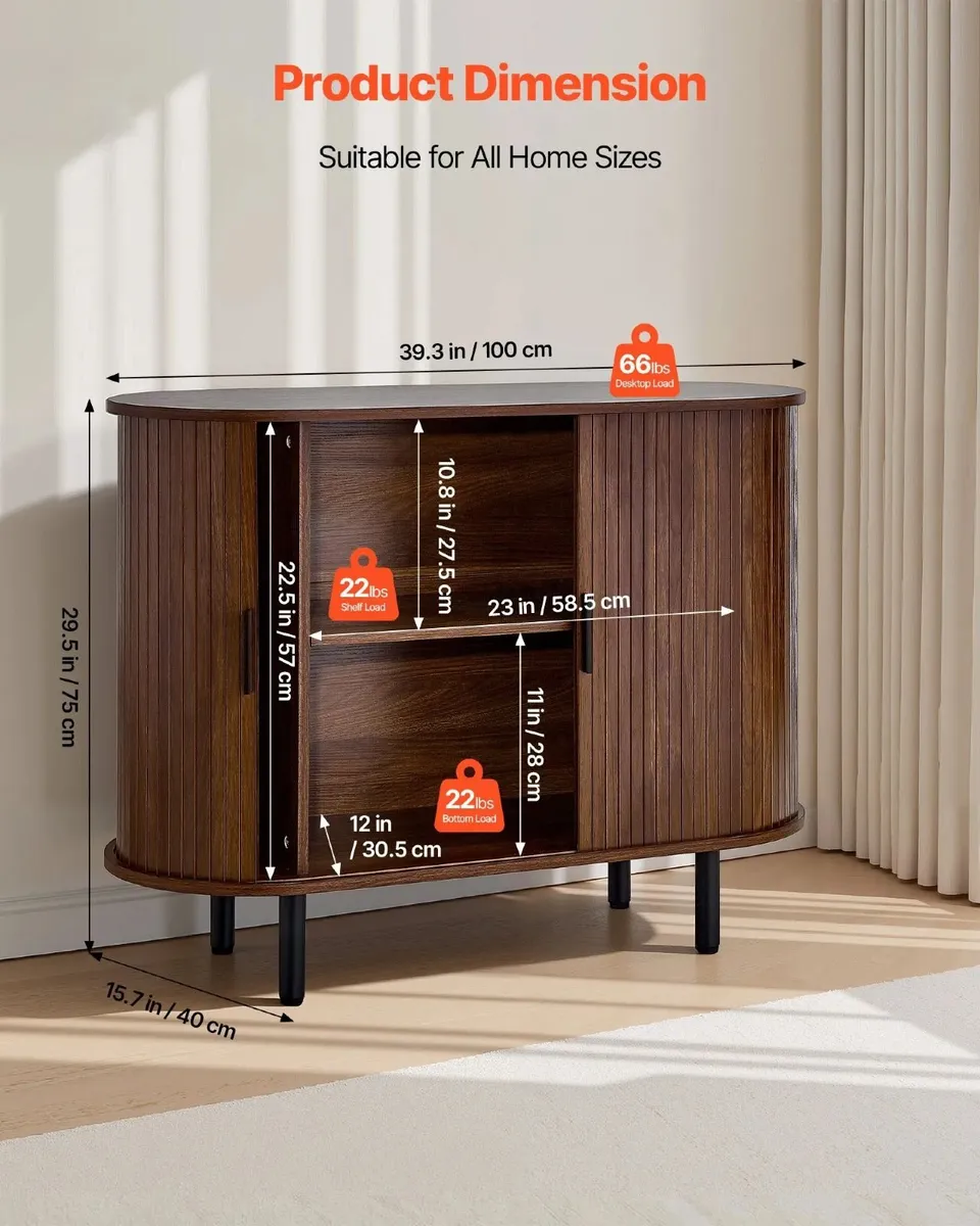 Coffee Bar Cabinet with 2 Sliding Doors Buffet Sta - Image 2