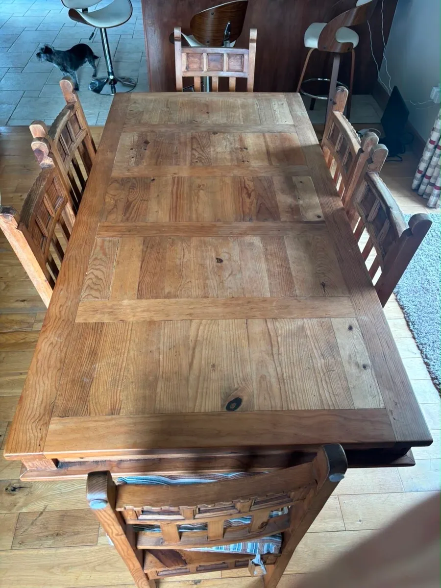 Pine table and chairs 2x1m - Image 3