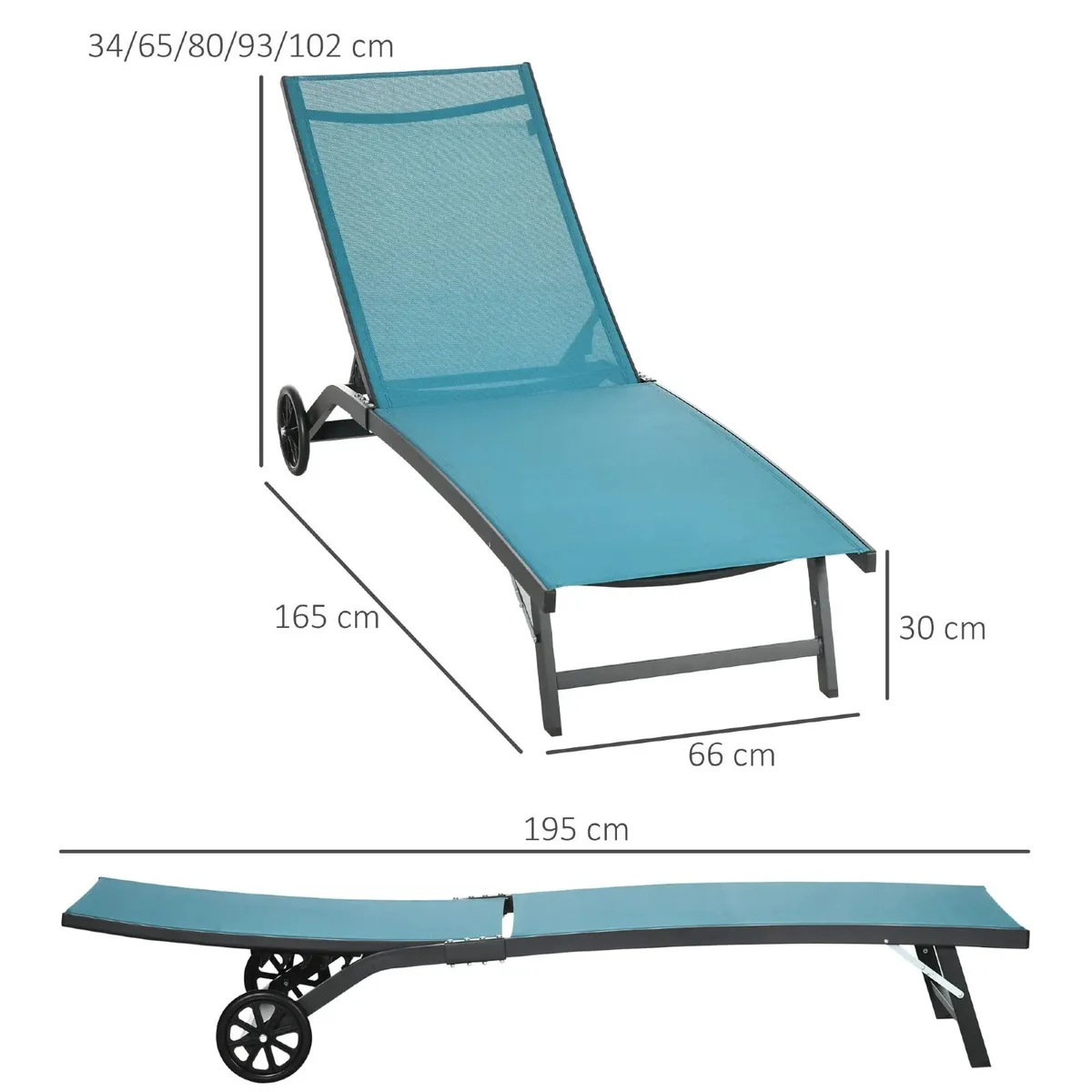 Set of 2 sun loungers in aluminum and textilene wi - Image 2
