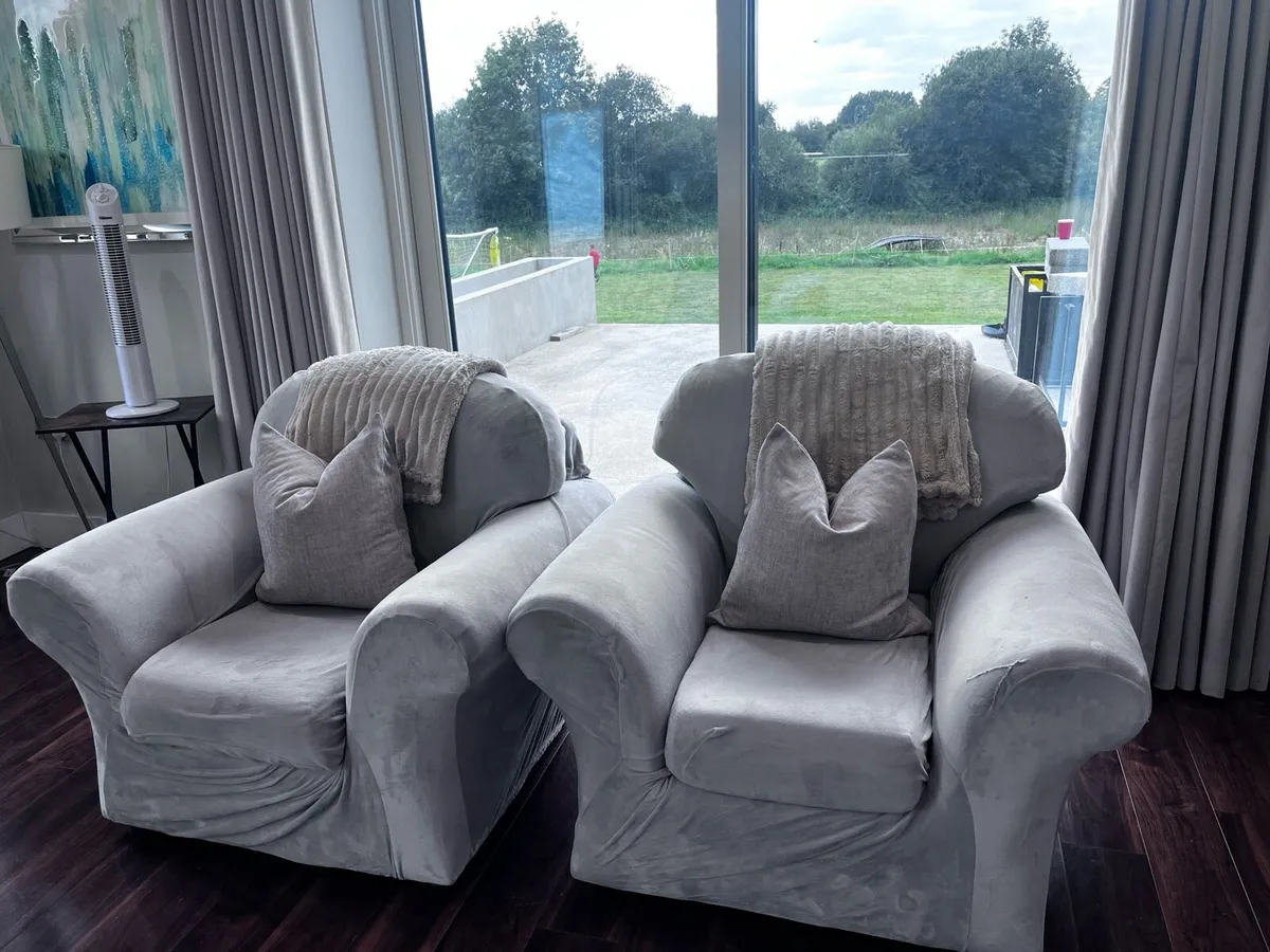 Pair of Armchairs (Grey Stretch covers included - Image 1