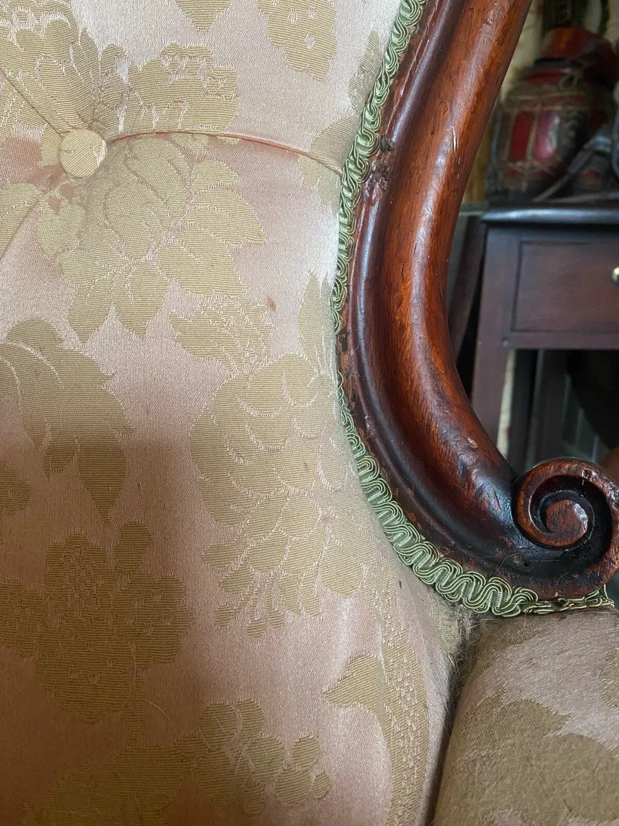 Victorian mahogany upholstered armchair - Image 4