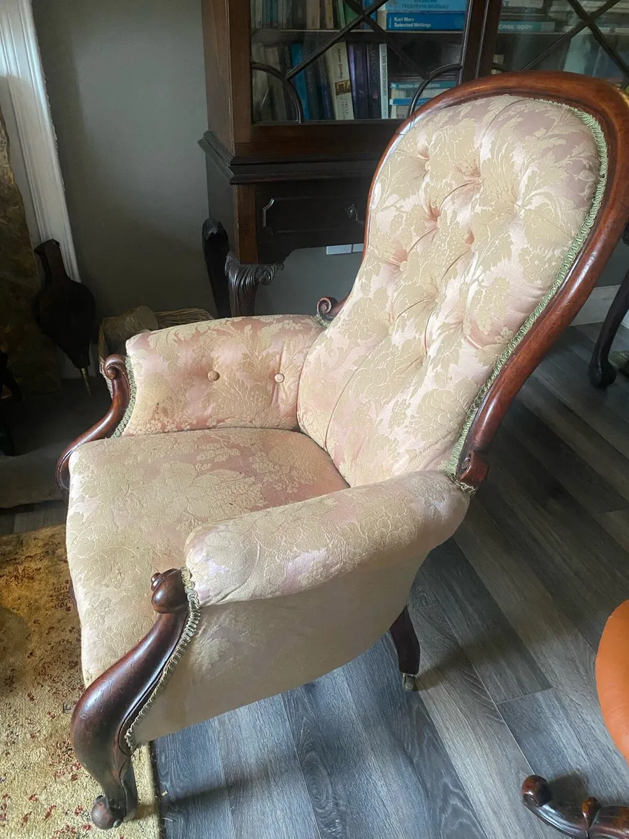 Victorian mahogany upholstered armchair - Image 2