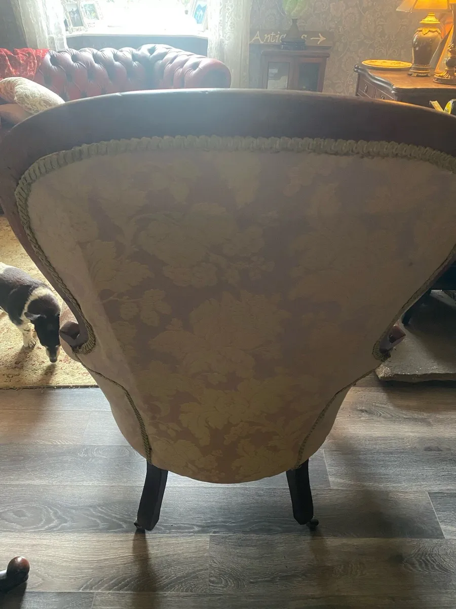 Victorian mahogany upholstered armchair - Image 3