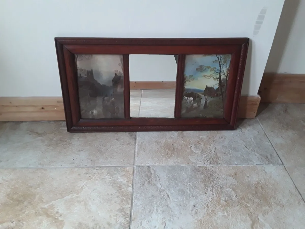 Very old antique mirror picture on either side - Image 1
