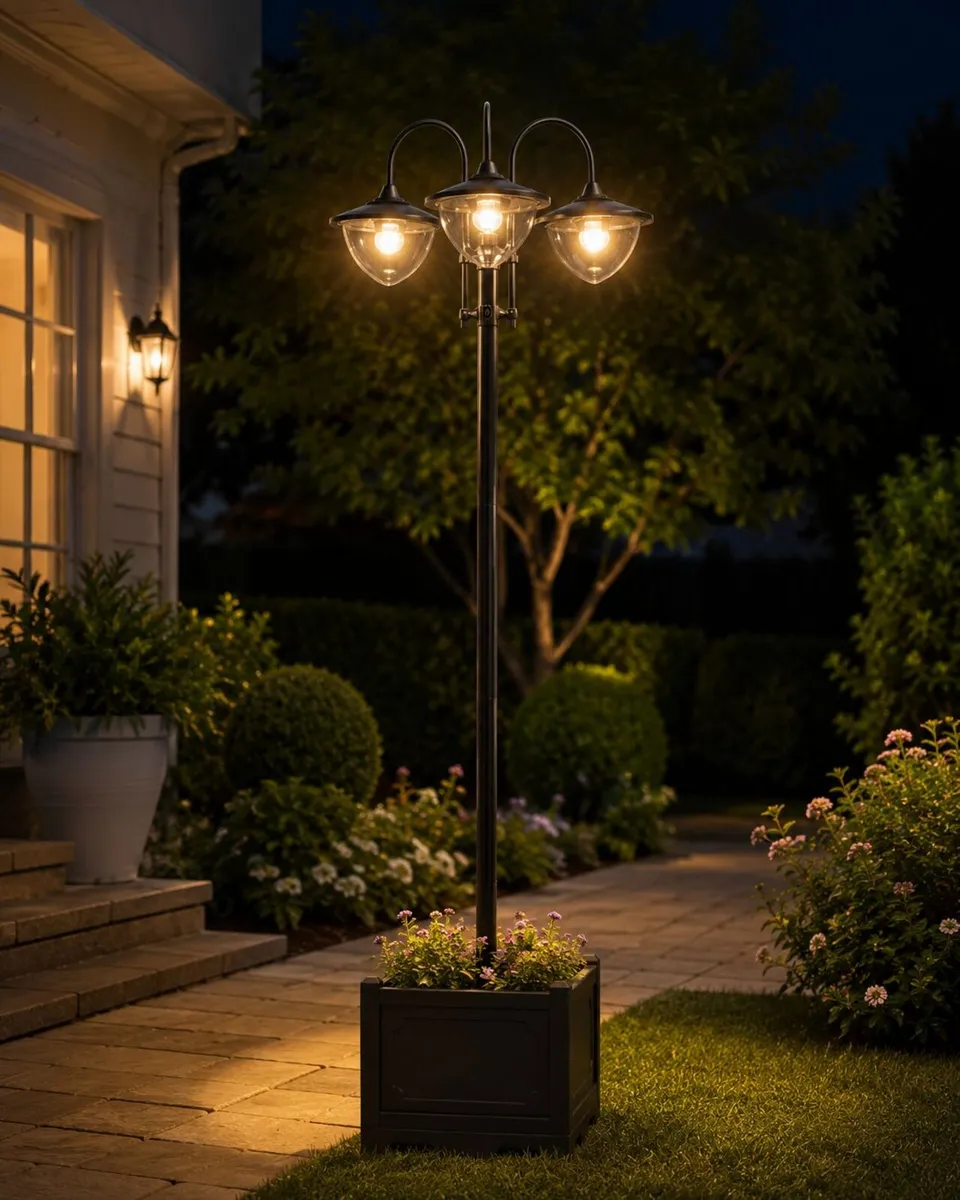 Solar Lamp Post Street Light with Planter Automati - Image 1