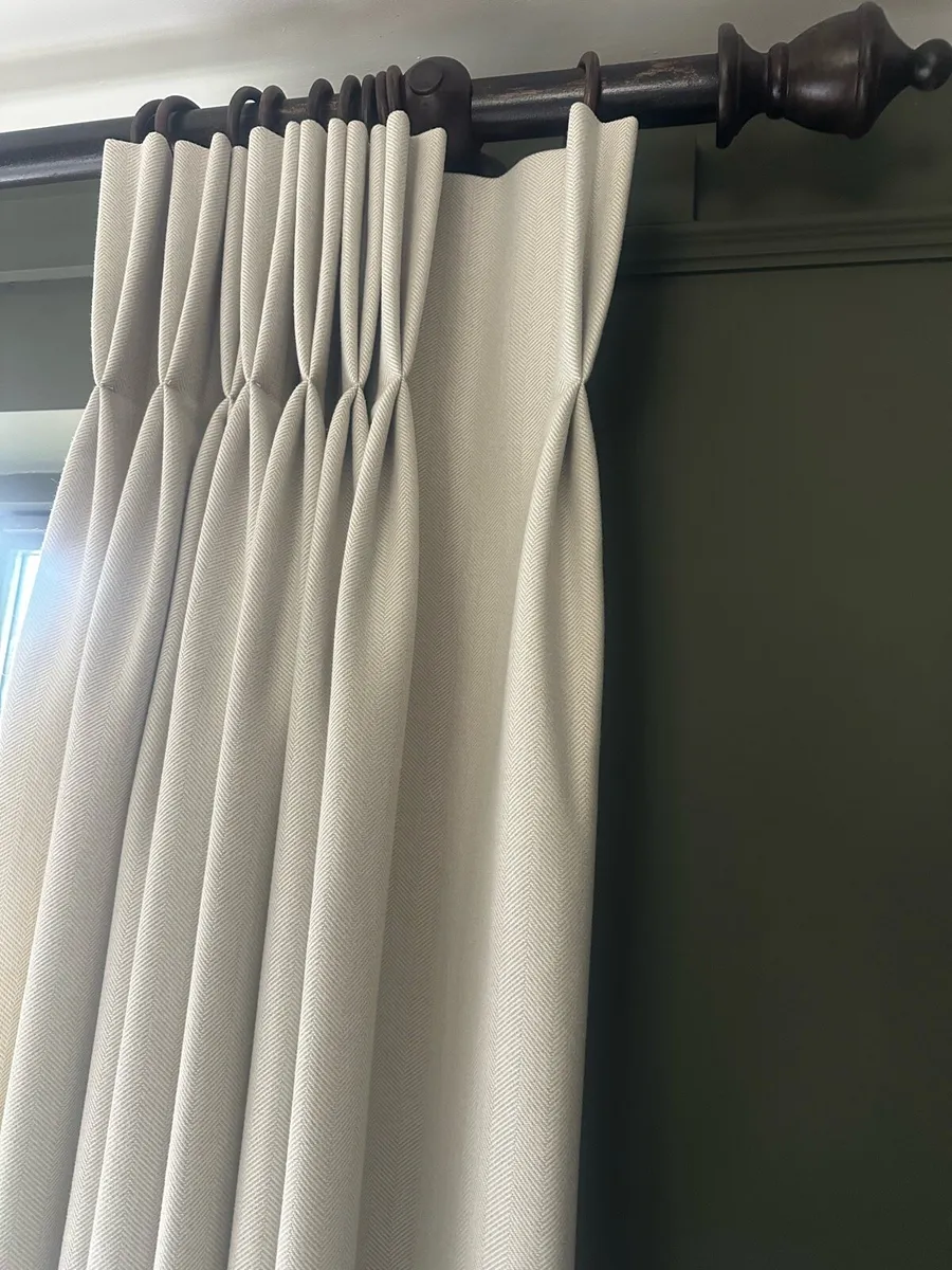 Full length Cream Herringbone Curtains Brand New - Image 1
