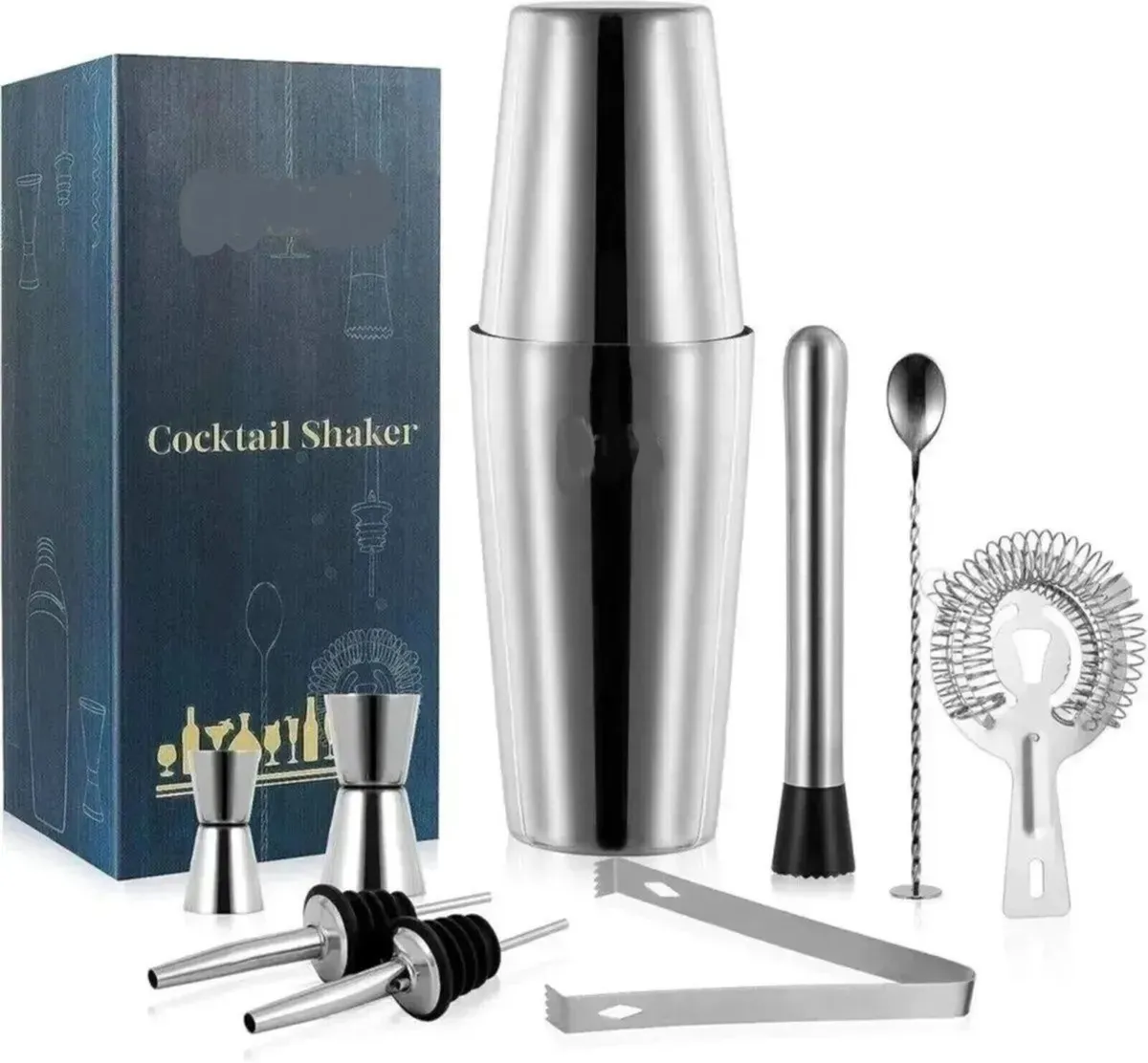 9pc Cocktail Shaker Kit with Stand Professional - Image 4