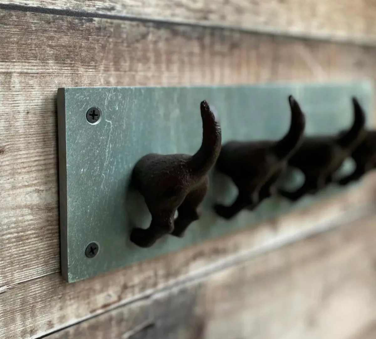 4 Dog Tails Coat Hooks Cast Iron & Slate NEW - Image 3