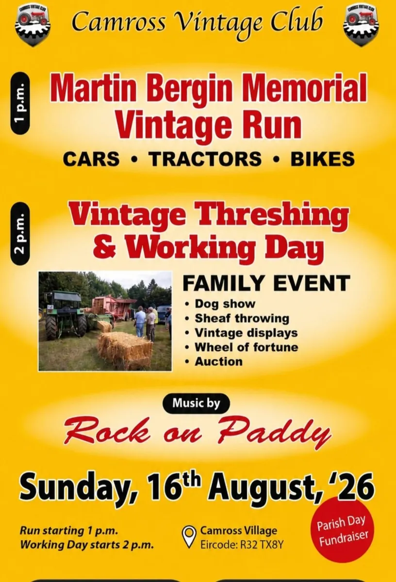 Camross Vintage Threshing and road run