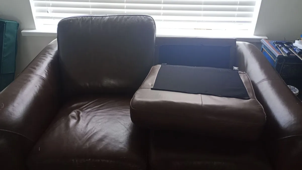 Brown Leather Couch - Image 2
