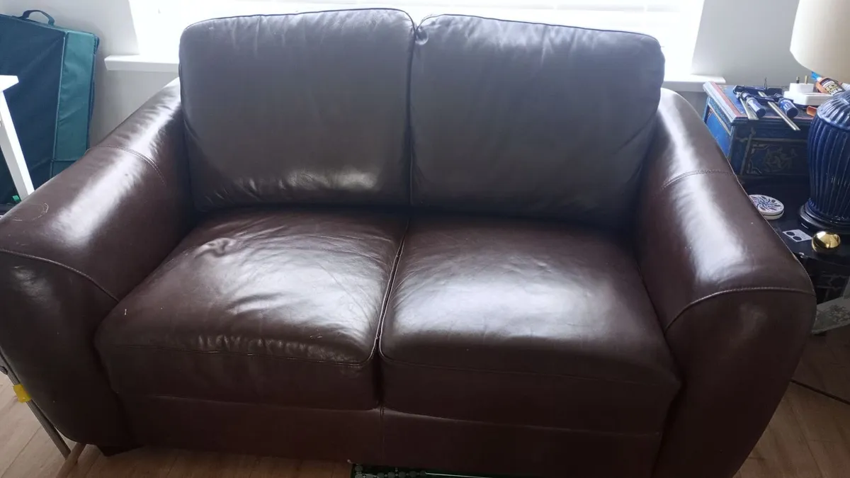 Brown Leather Couch - Image 1