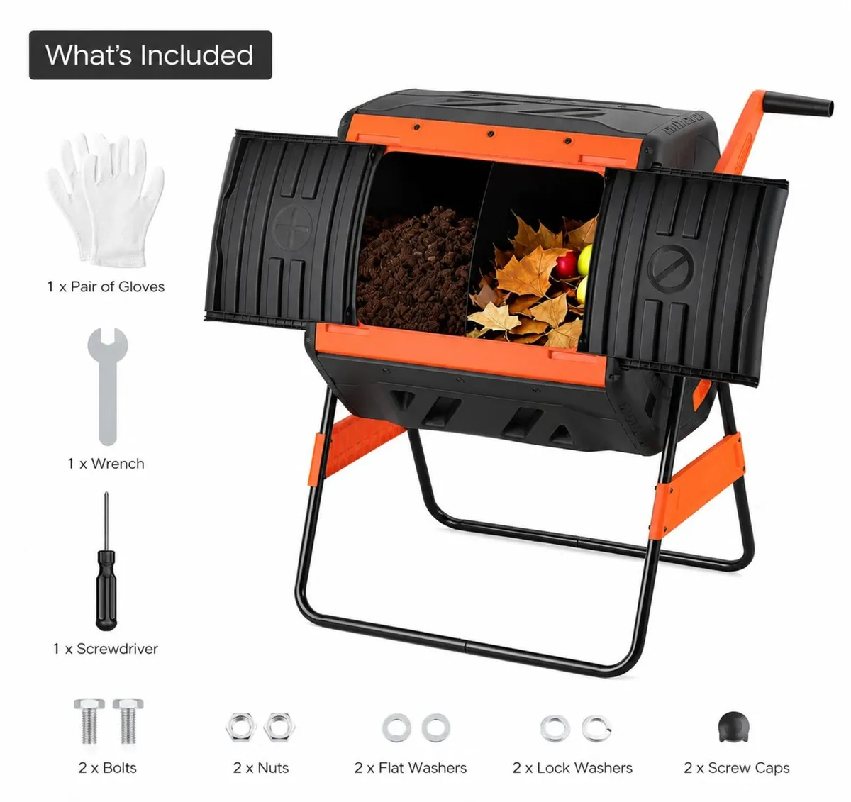 200L Dual Chamber Rotating Compost Bin Composter - Image 2