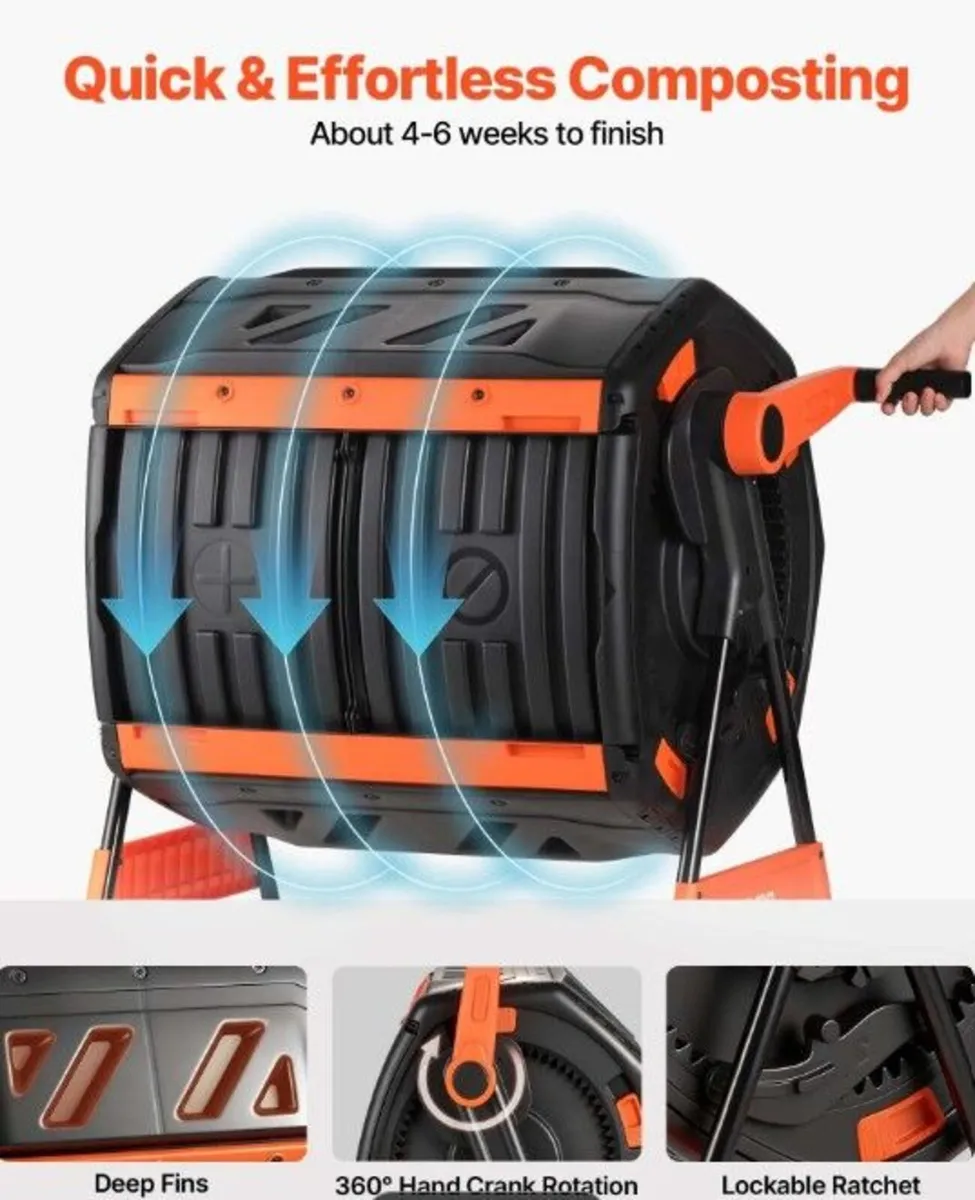 200L Dual Chamber Rotating Compost Bin Garden Comp - Image 4