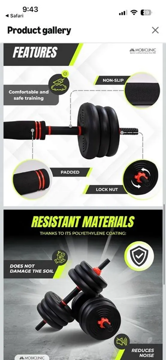 Adjustable Dumbbells Set 44 lb, 4 in 1 - Home Gym Fitness - Image 2