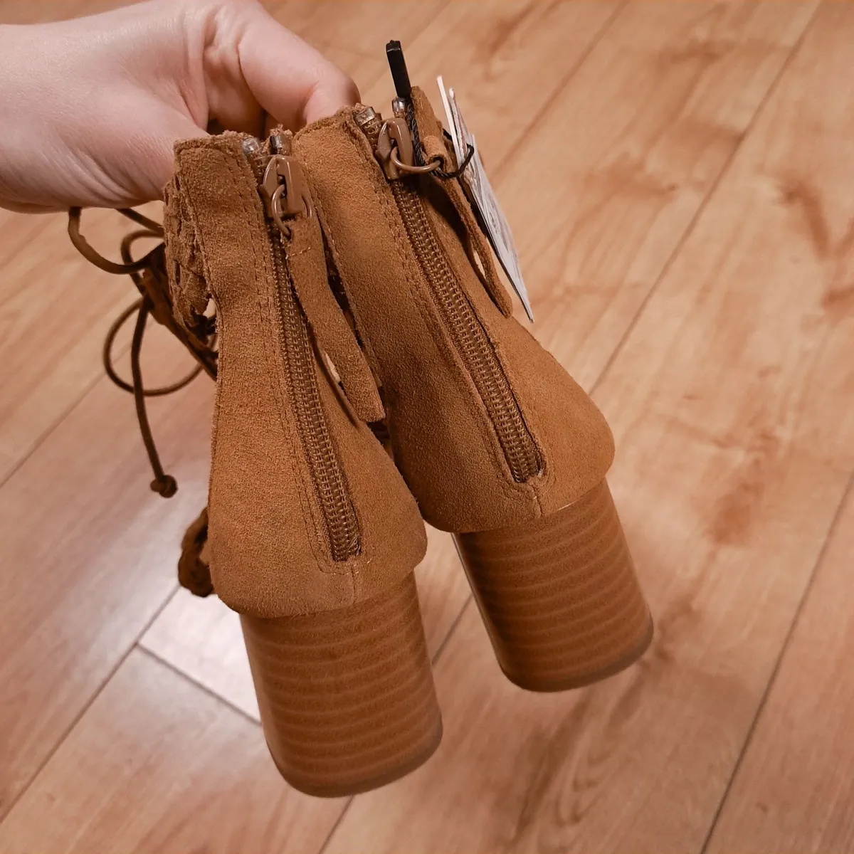 Zara Brown Woven Gladiator Block Heel Sandals 6UK - Image 4