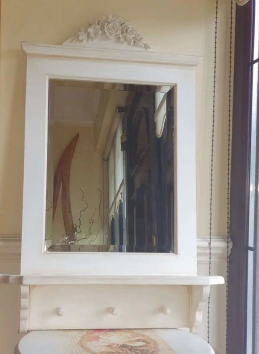 French country vintage style Mirror with shelf - Image 2