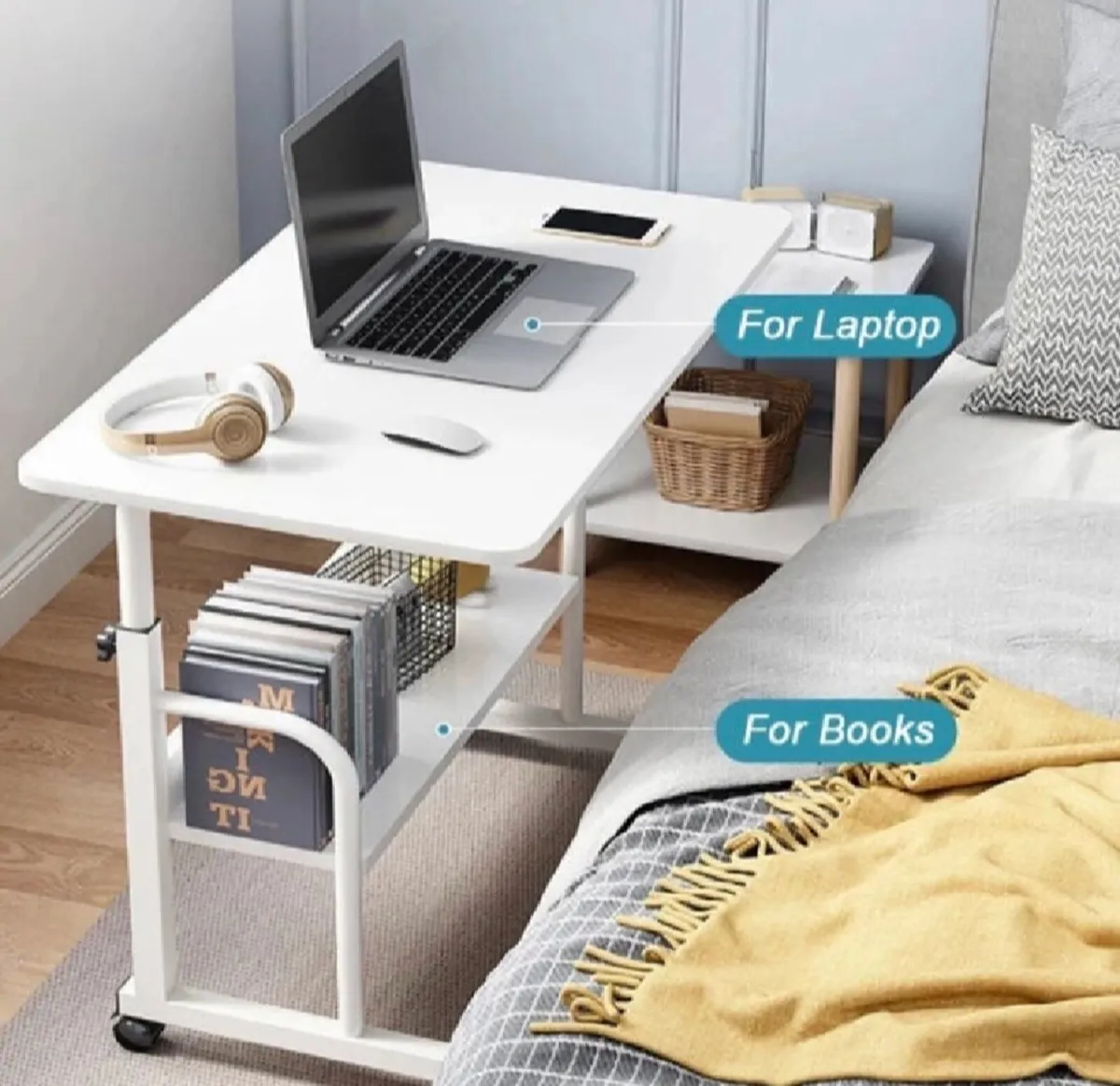 NEW Height Adjustable Study Desk Over Bed Table - Image 3