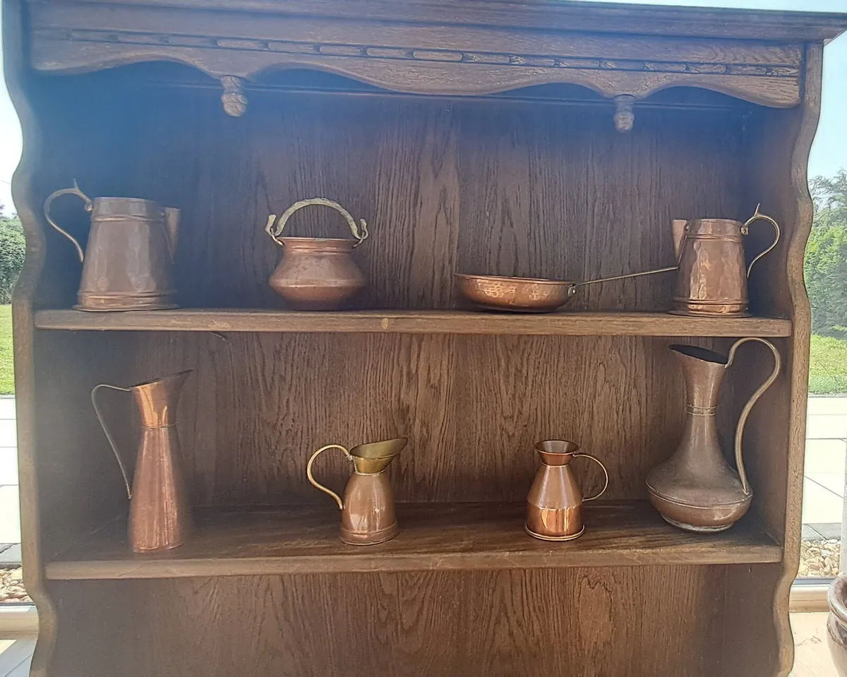 Copper ornaments jugs pan and pot - Image 4