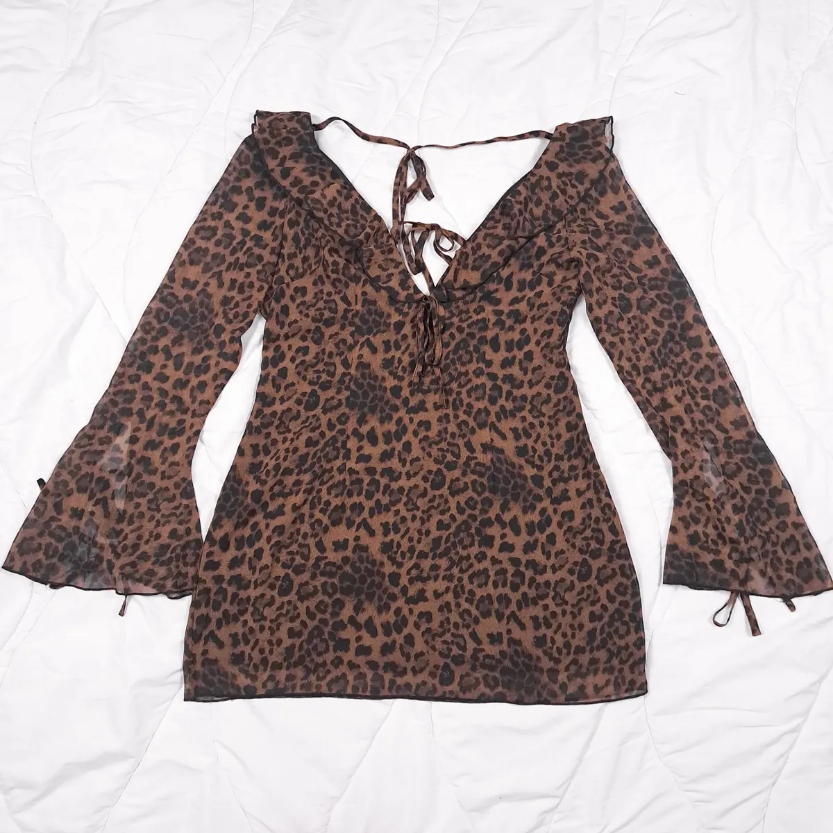 Boohoo Brown Leopard Mini Dress 16UK/44EU - Image 1